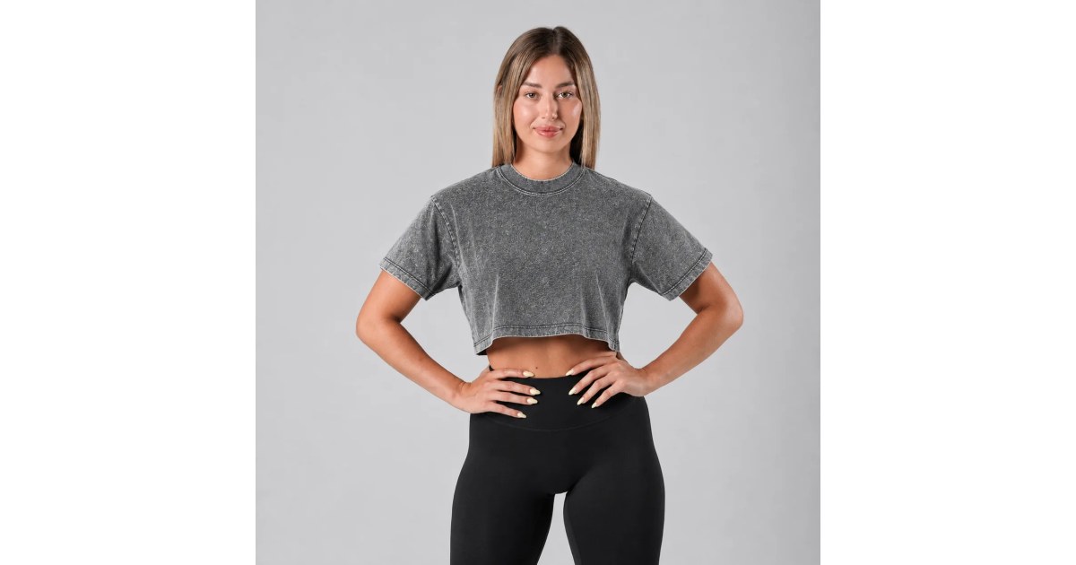 CROP TOP — VINTAGE 230G - GRIS CLARO